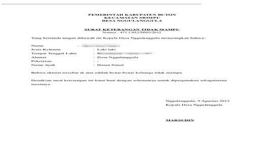 Surat Keterangan Tidak Mampu Doc