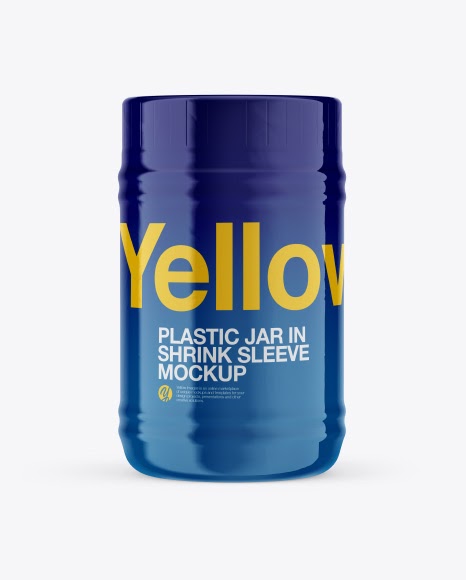 Download Plastic Jar in Shrink Sleeve Mockup - Front View Packaging ...