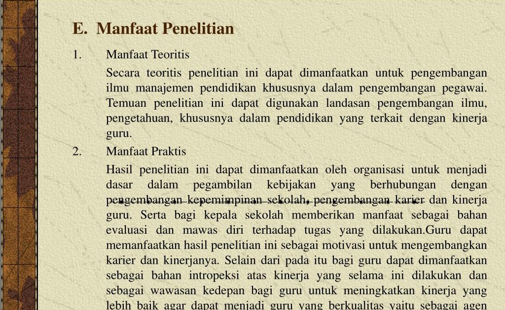 Manfaat Teoritis Penelitian / Contoh Manfaat Teoritis Dan ...