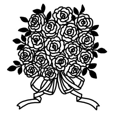 Ngagolak ブーケ 花束 イラスト 白黒