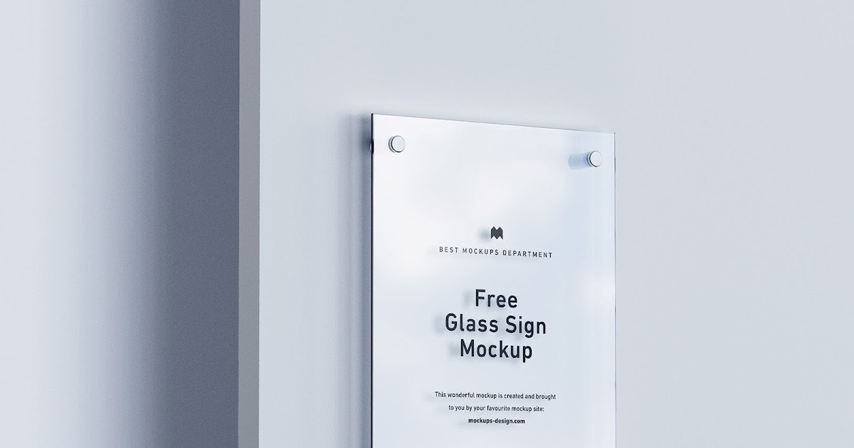 Download Free Wall Mounted Etched Glass / Acrylic Sign Mockup PSD Set