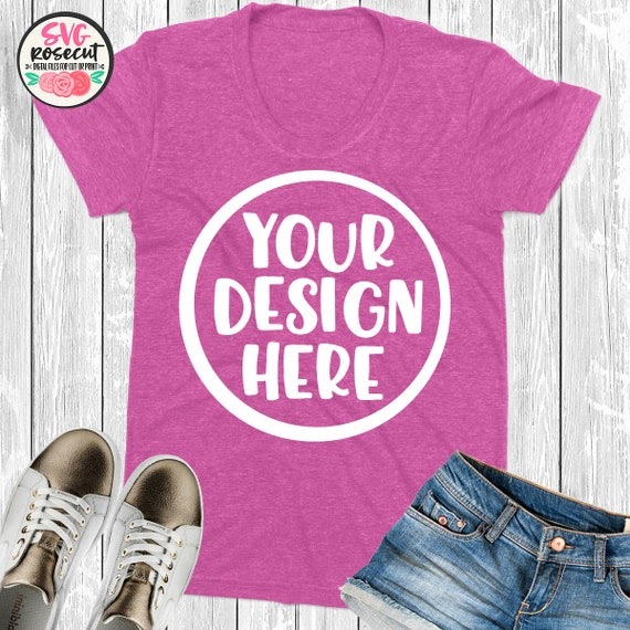 Download Pink T-Shirt Mockup With Jeans And Shoes Blank | Mockup ...