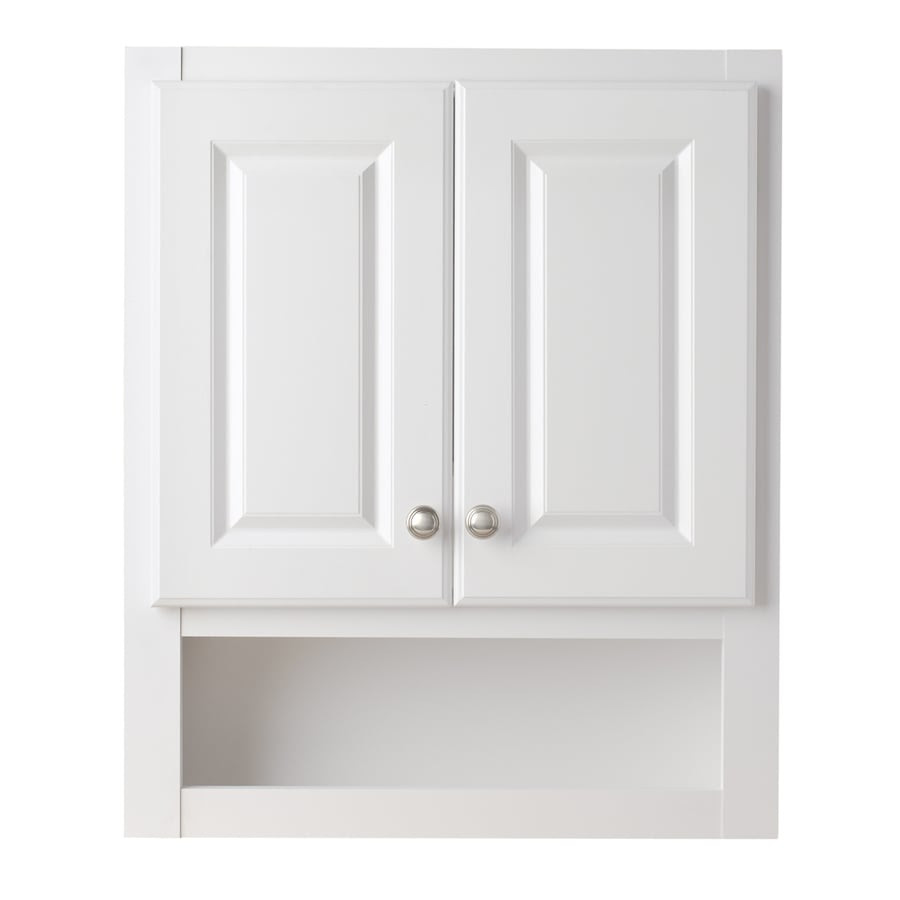 White bathroom wall cabinet,2x unused wall hung basins located: Style Selections 23 25 In W X 28 In H X 7 In D White Bathroom Wall Cabinet In The Bathroom Wall Cabinets Department At Lowes Com