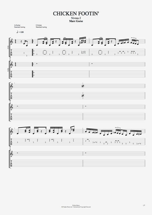 Free pdf method book videos first duets for beginner guitar welcome natasha, nocturne, ode to joy, jazz cat with natasha. Chicken Footin Easy By Marc Gorse Guitar Duet Guitar Pro Tab Mysongbook Com