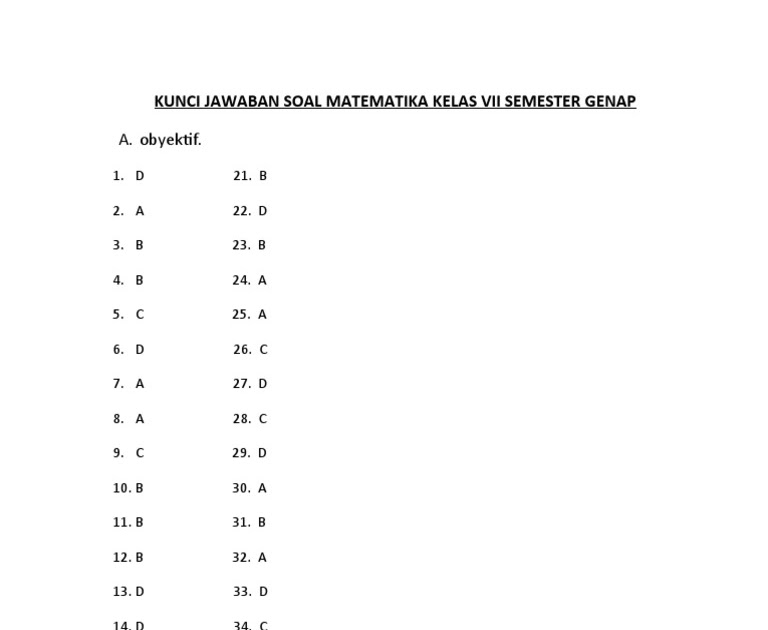 Jawaban Lks Matematika Kelas 8 Semester 2 Kurikulum 2013