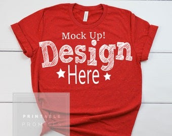 Download Bella Canvas 3650 Red Speckled T Shirt Mockup, Red Shirt ...