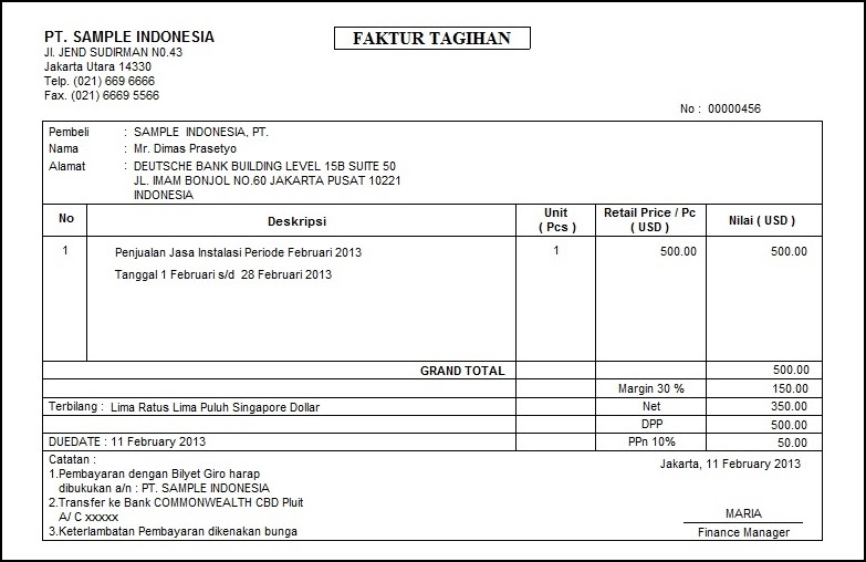  Contoh Faktur Pembelian  Barang Contoh  408