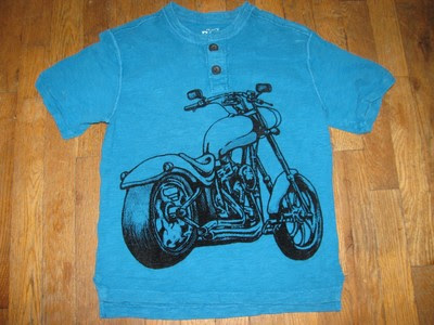 Bargain Boys size 78 childrens place blue motorcycle long sleeve shirt