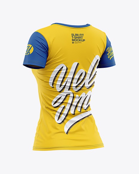 Download Women's Slim-Fit V-Neck T-Shirt Mockup - Back Half-Side ...