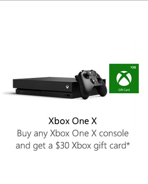 Xbox One X. Buy any Xbox One X console and get a $30 Xbox gift card*