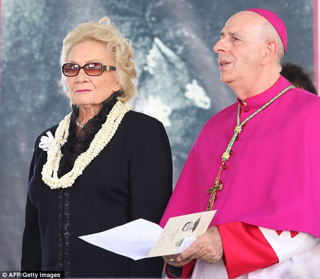 Kawananakoa, pictured alongside Bishop Larry Silva during an event in Honolulu in 2009, suffered a stroke in June and a state probate judge turned over control of her $215million trust to her longtime lawyer