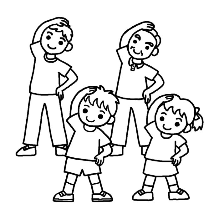 子供向けぬりえ ロイヤリティフリー家族 イラスト 無料 白黒