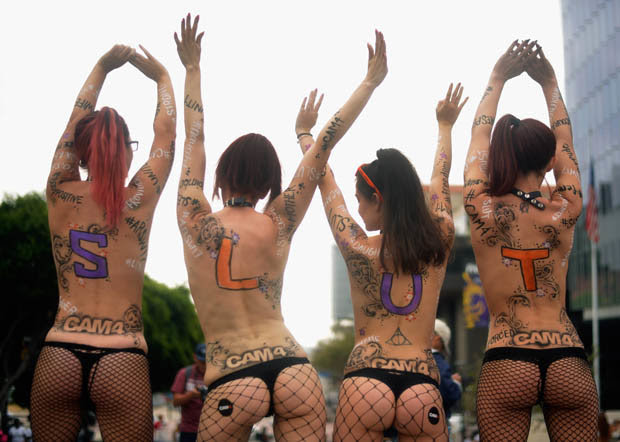 SlutWalk protesters in underwear