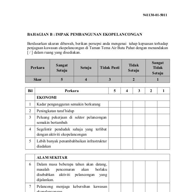 Contoh Borang Soal Selidik Masalah Disiplin Pelajar - Contoh O