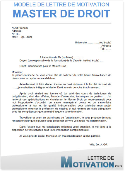 Exemple De Lettre De Motivation Pour Admission Dans Une 