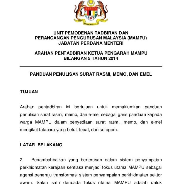 Contoh Surat Rasmi Kepada Perdana Menteri Malaysia - Surat JJ