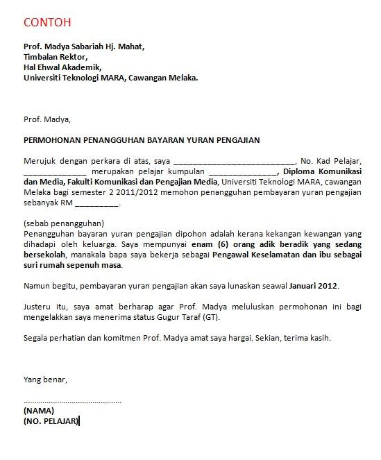 Surat Rasmi Permohonan Kerja Dari Rumah