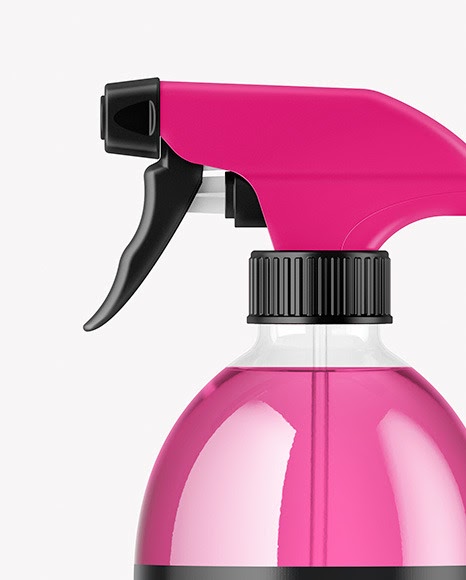 Download Download Opened Clear Spray Bottle With Blue Liquid Mockup ...
