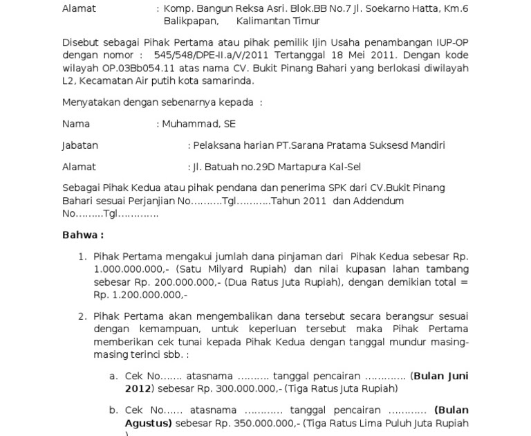 Surat Pengembalian Dana / Contoh Surat Pernyataan Pengembalian Dana