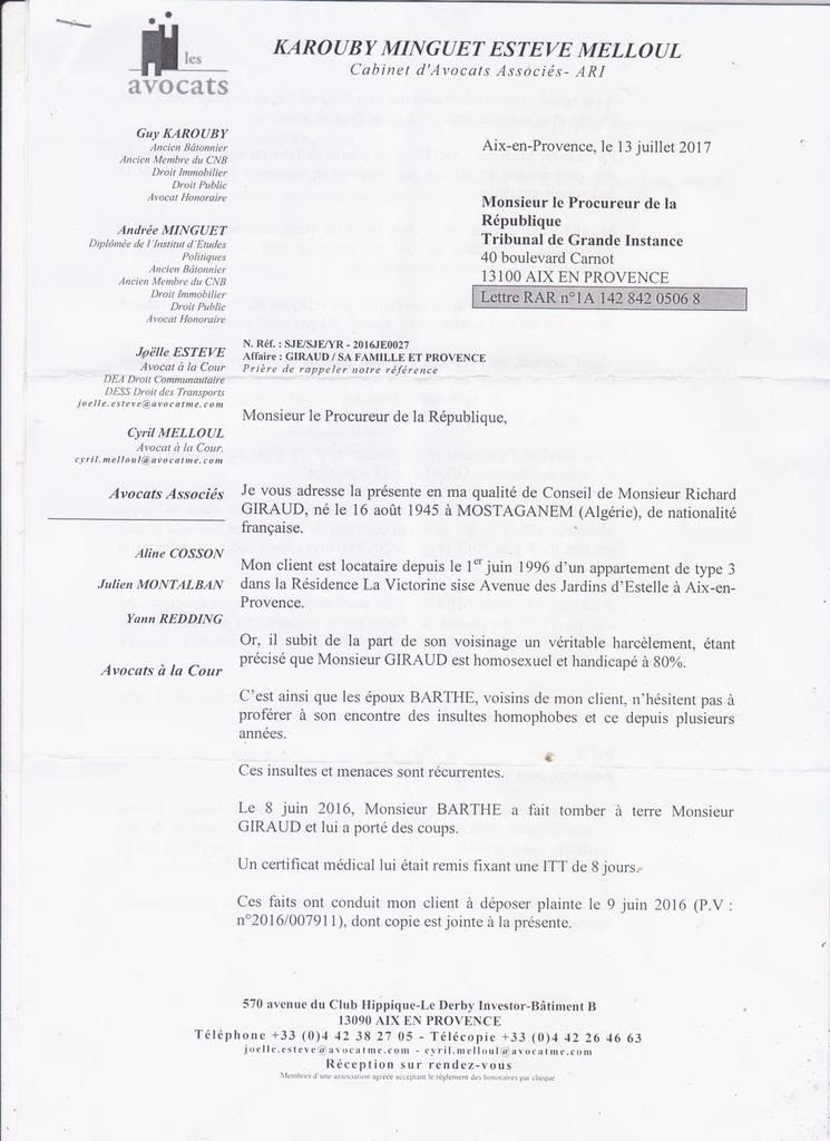 modele lettre procureur