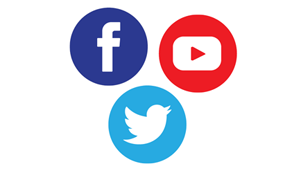 Social media icons for Facebook, Twitter, and YouTube.