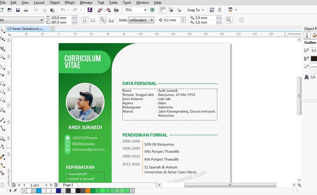Gunakan puluhan template keren ini free! Gratis Desain Cv Menarik Format Word Doc Cdr Serbabisnis