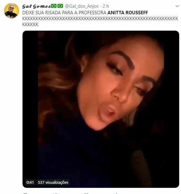 Anitta Rousseff ficou entre os assuntos mais comentados do Twitter