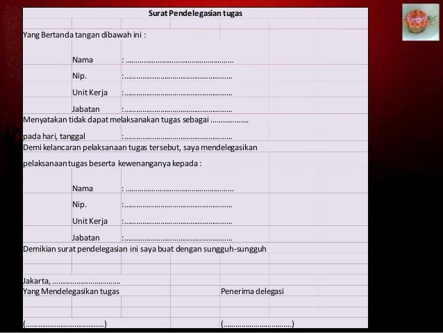 Contoh Surat Pendelegasian Tugas Dan Wewenang - Surat 0