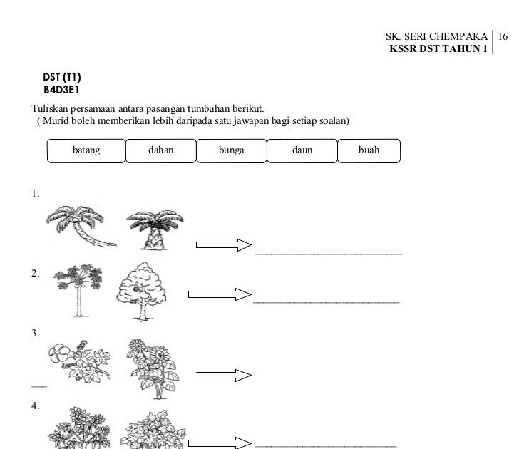 Contoh Soalan Objektif Sains Tahun 1 - Resepi Book e