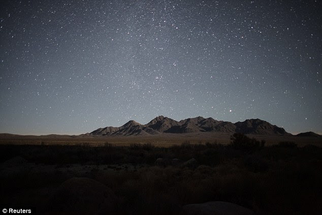 Spectacular: The starry sky above the mountain range of San Jose de Las Piedras is seen in Mexico's northern state of Coahuila close to midnight