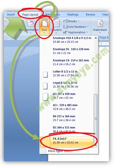 Cara Menambah Ukuran Kertas F4 ke Daftar Ms Word  cara 