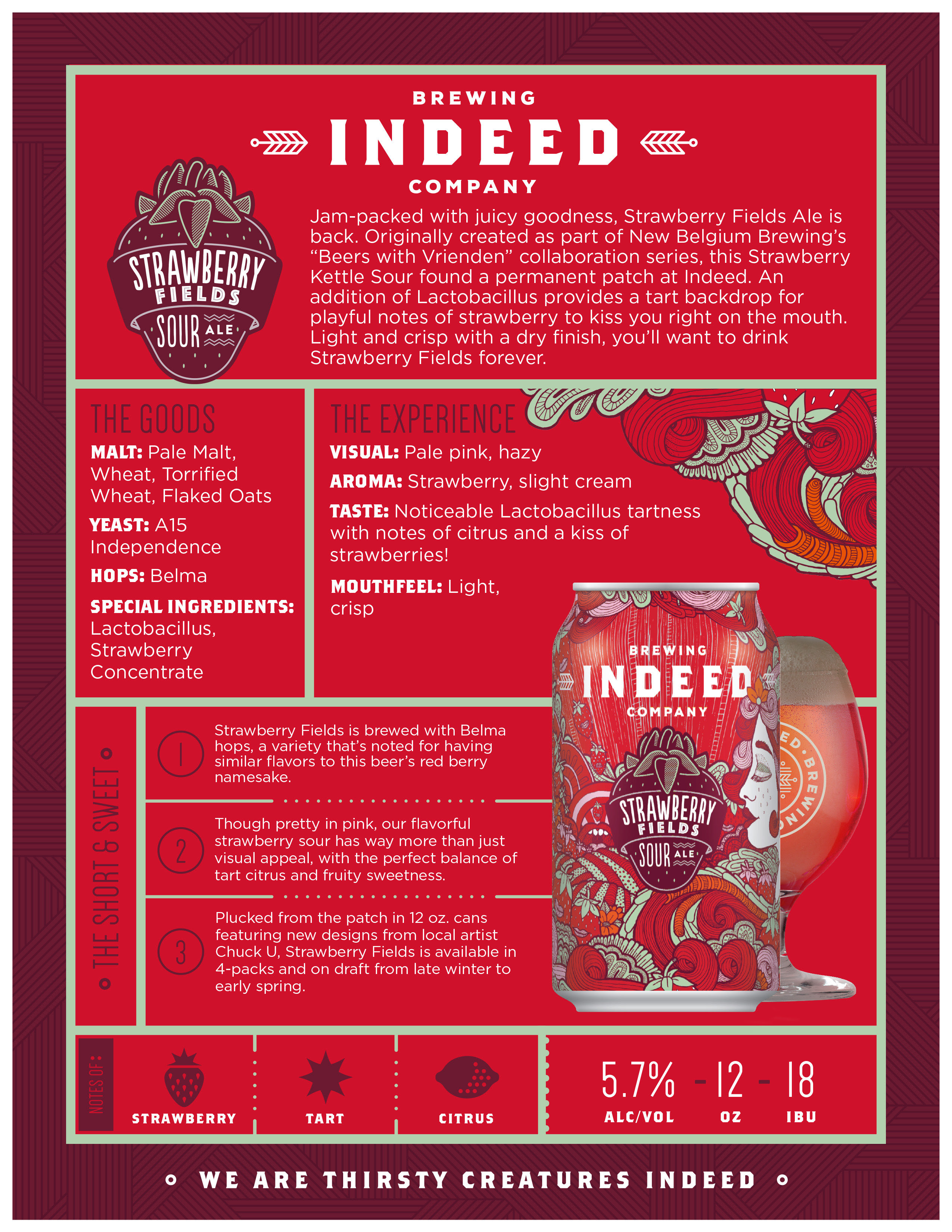 Indeed Brewing Bringing Strawberry Fields Sour Ale to Cans in Early 2018