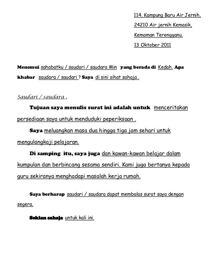 Contoh Surat Kiriman Rasmi Spm