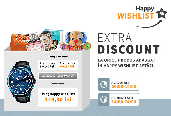 Happy Wishlist, extra-reduceri doar la ce vrei tu