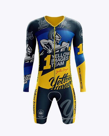 Mens Cycling Speedsuit LS (Front View) Jersey Mockup PSD ...