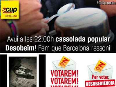 La CUP han llamado a participar en la 'cassolada'.