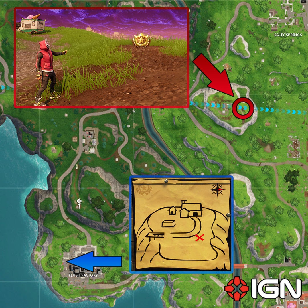 With agent jones wanting to sustain the loop, season 5's battle pass focuses upon the best hunters from across multiple dimensions, including reese. Week 3 Challenges Clay Pigeon Locations And Flush Factory Treasure Map Season 5 Fortnite Wiki Guide Ign