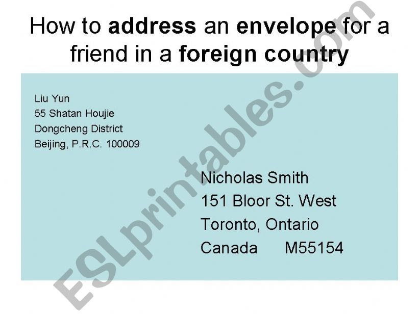 Addressing An Envelope Canada - Letter