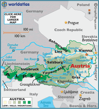 Austria occupies an area of 83,879 sq. Images And Places Pictures And Info Vienna Austria Map Europe