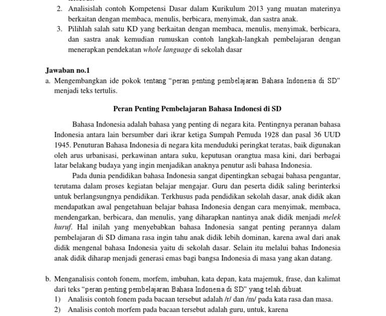 Contoh Soal Tugas Akhir Program Bahasa Indonesia