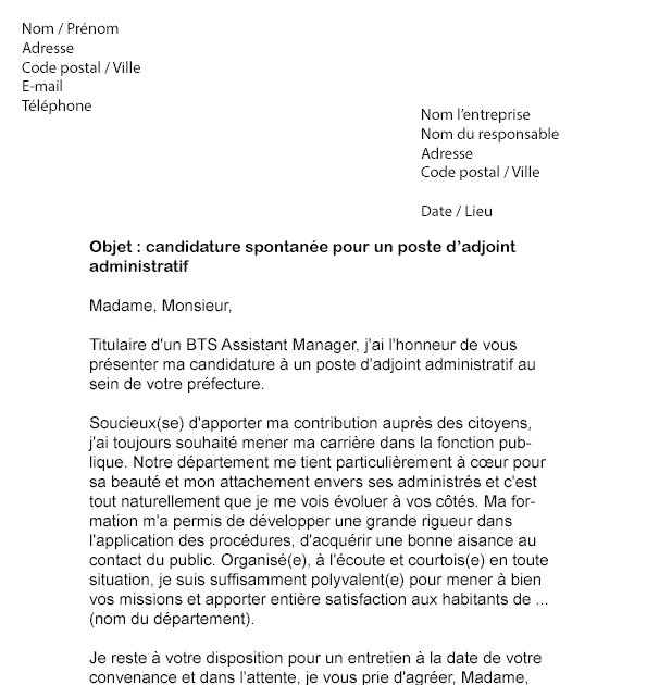 a l4attention de lettre de motivation