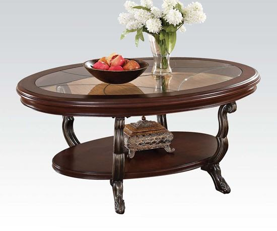Pour river rocks into the recessed top of the coffee table. Natalie Decor Bavol Cherry Oval Shaped Coffee Table With Glass Insert