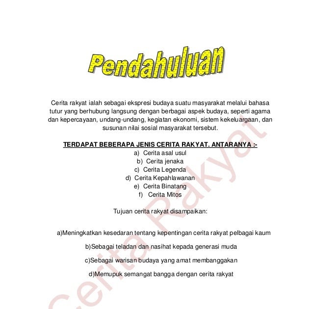 Contoh Cerita Rakyat Dan Pengajaran