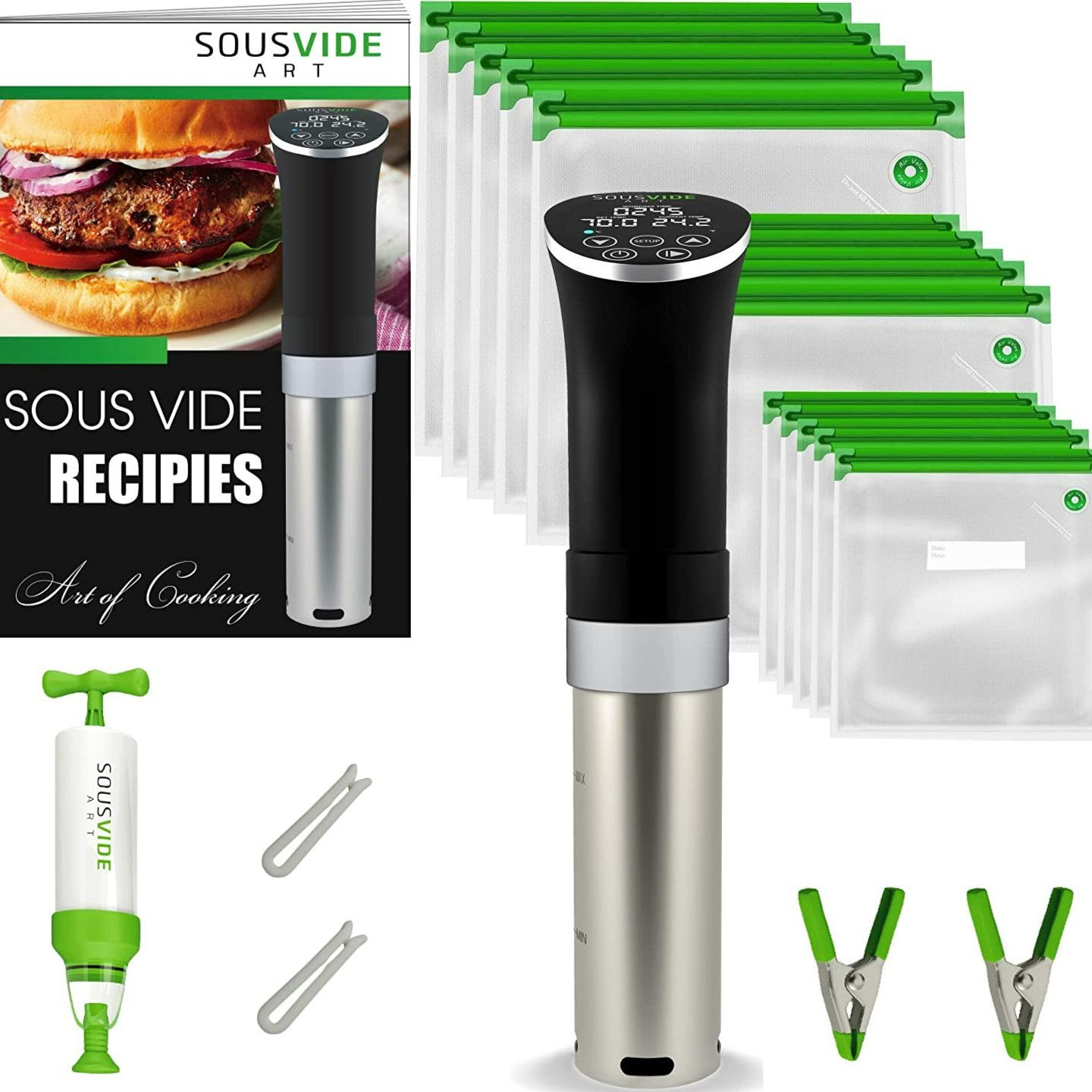 Sous Vide Cooker Kit ALL-IN-ONE & Air Fryer Lid for Instant Pot 6 Qt