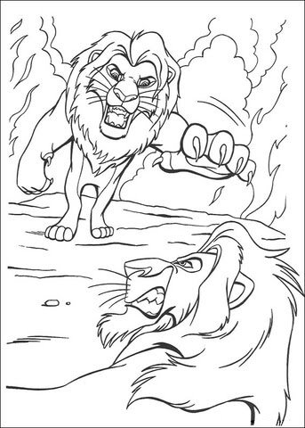 The lion king printable coloring pages 2 disney scar and. Fighting With Scar Coloring Page Free Printable Coloring Pages