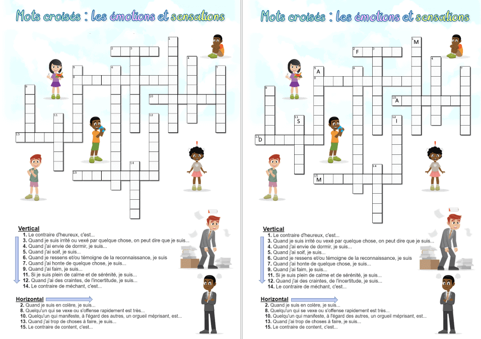 Bienvenue sur ce site entièrement consacré aux mots croisés, mots fléchés et autres jeux de lettres ou de chiffres, comme les mots mêlés, les nombres croisés, les anagrammes ou encore le sudoku. Mots Croises A Imprimer Les Emotions Et Sensations Exercices A Imprimer