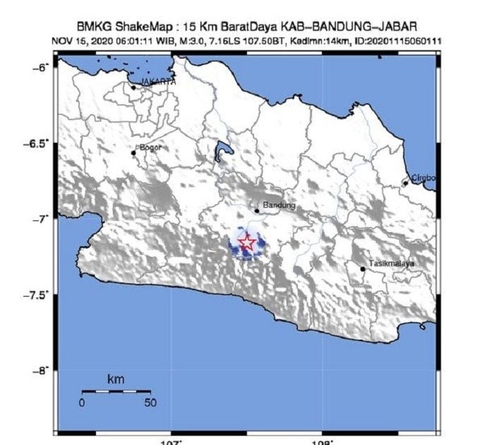Pusat Gempa Terkini : GEMPA TERKINI, Berpusat di darat Tenggara