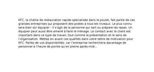 Lettre De Motivation Etudiant Kfc  Job Application Cover Letter