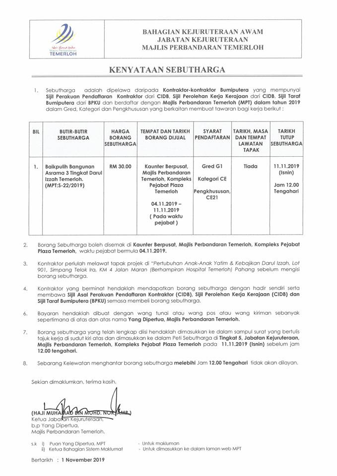 Sebutharga Contoh Sampul Surat Tender / Contoh Surat Tawaran Kerja 