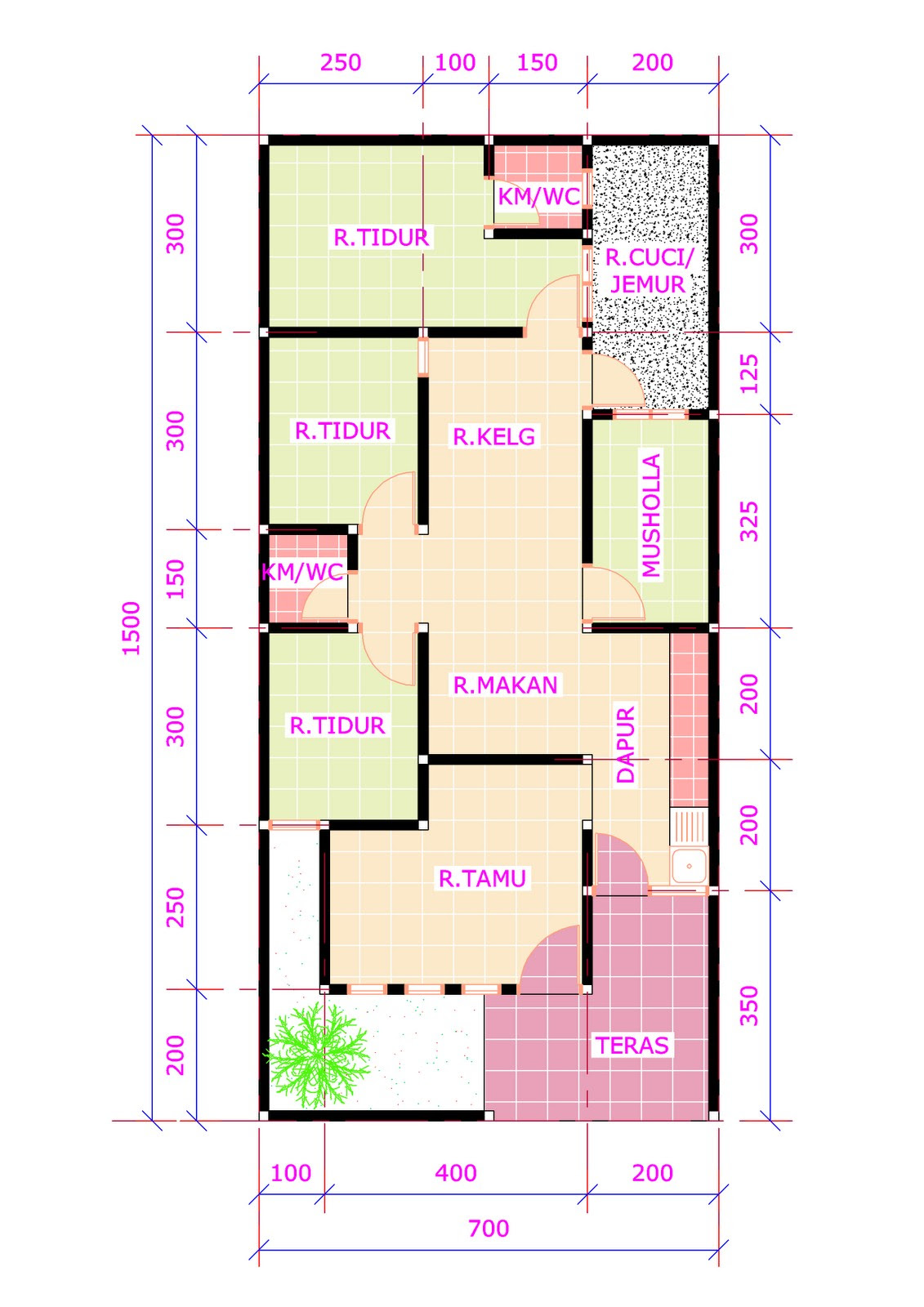Gambar Desain Rumah  4 X  10 Meter Contoh U